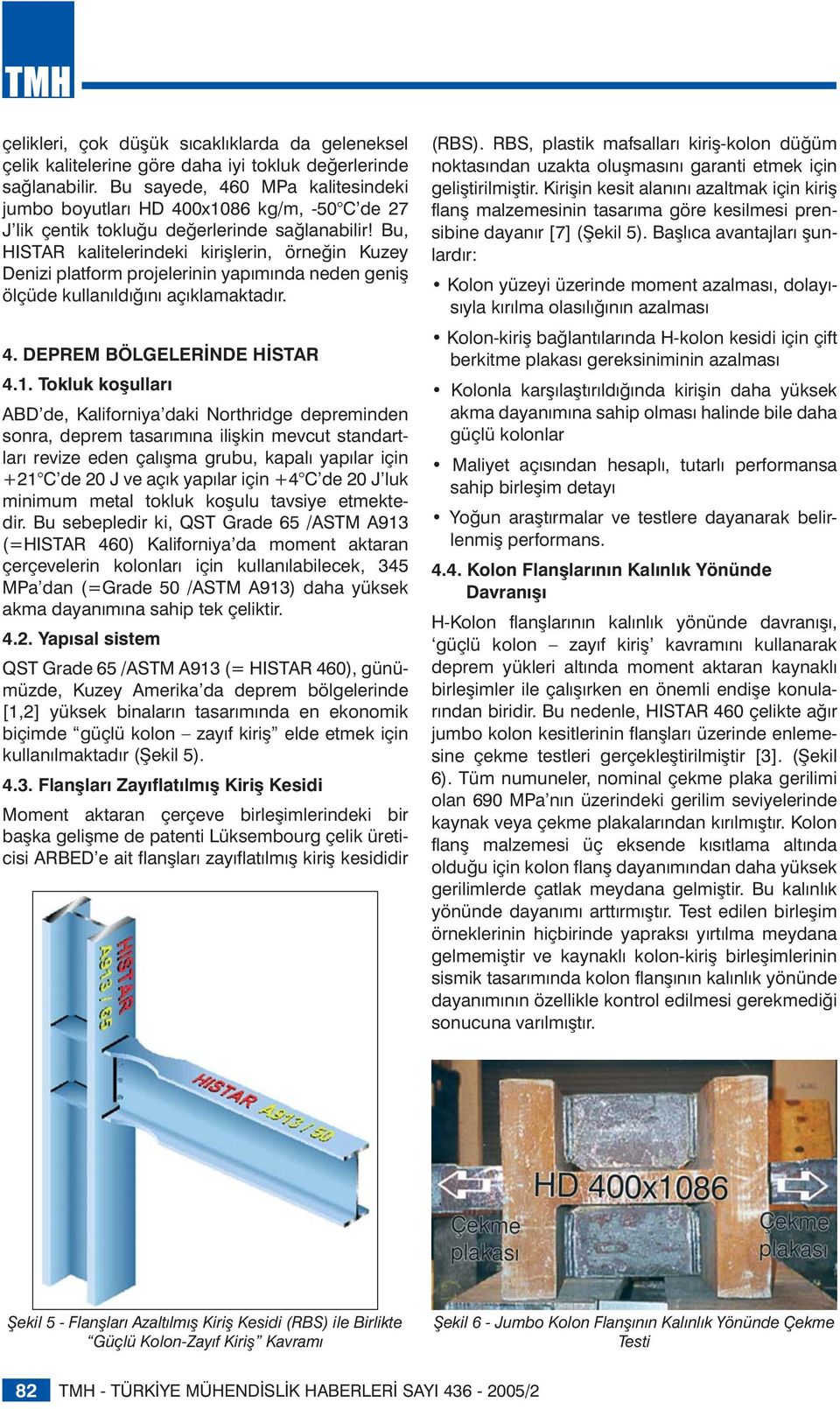 Bu, HISTAR kalitelerindeki kirişlerin, örneğin Kuzey Denizi platform projelerinin yapımında neden geniş ölçüde kullanıldığını açıklamaktadır. 4. DEPREM BÖLGELERİNDE HİSTAR 4.1.