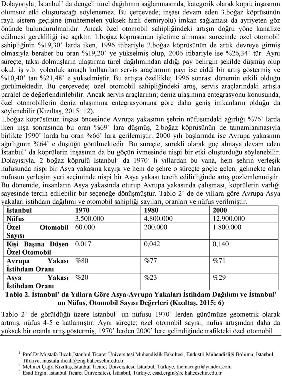 Ancak özel otomobil sahipliğindeki artışın doğru yöne kanalize edilmesi gerekliliği ise açıktır..boğaz köprüsünün işletime alınması sürecinde özel otomobil sahipliğinin %9,0 larda iken, 996 itibariyle.