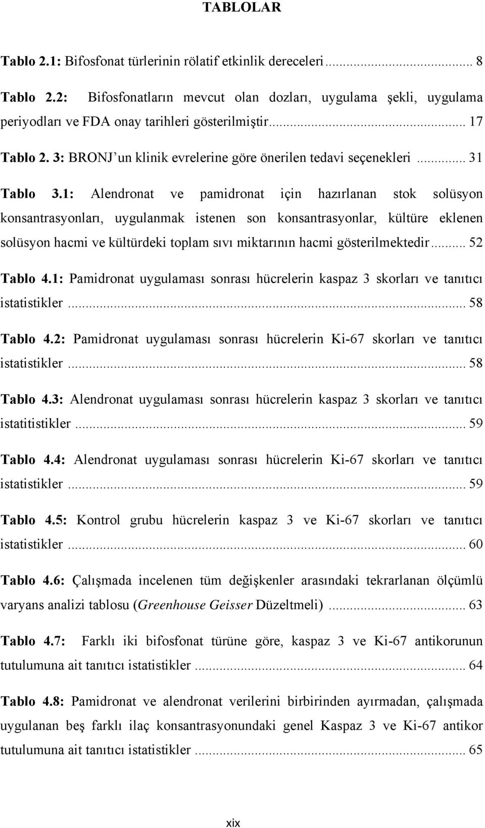 1: Alendronat ve pamidronat için hazırlanan stok solüsyon konsantrasyonları, uygulanmak istenen son konsantrasyonlar, kültüre eklenen solüsyon hacmi ve kültürdeki toplam sıvı miktarının hacmi