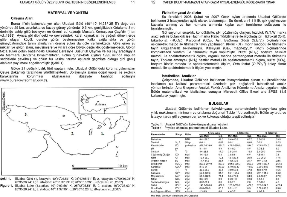 derinliğe sahip gölü besleyen en önemli su kaynağı Mustafa Kemalpaşa Çayı'dır (inan vd.,1999).