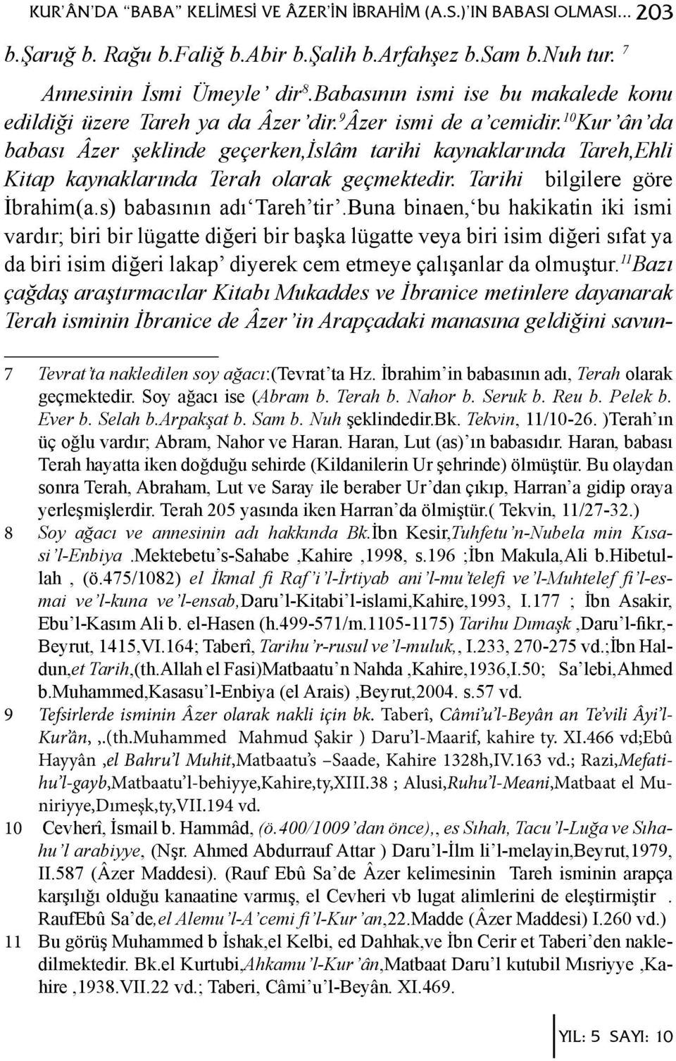 10 Kur ân da babası Âzer şeklinde geçerken,islâm tarihi kaynaklarında Tareh,Ehli Kitap kaynaklarında Terah olarak geçmektedir. Tarihi bilgilere göre İbrahim(a.s) babasının adı Tareh tir.