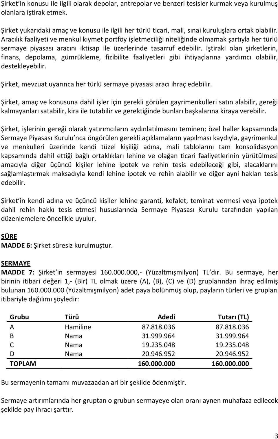 Aracılık faaliyeti ve menkul kıymet portföy işletmeciliği niteliğinde olmamak şartıyla her türlü sermaye piyasası aracını iktisap ile üzerlerinde tasarruf edebilir.