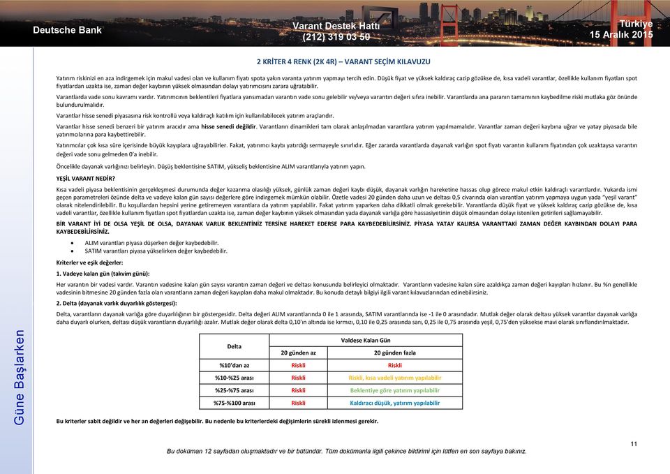 uğratabilir. larda vade sonu kavramı vardır. Yatırımcının beklentileri fiyatlara yansımadan varantın vade sonu gelebilir ve/veya varantın değeri sıfıra inebilir.