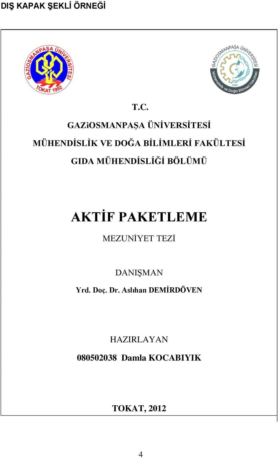 FAKÜLTESİ GIDA MÜHENDİSLİĞİ BÖLÜMÜ AKTİF PAKETLEME MEZUNİYET