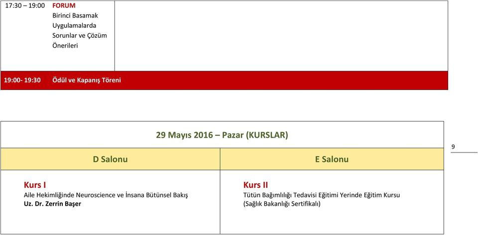 Kurs I Aile Hekimliğinde Neuroscience ve İnsana Bütünsel Bakış Uz. Dr.