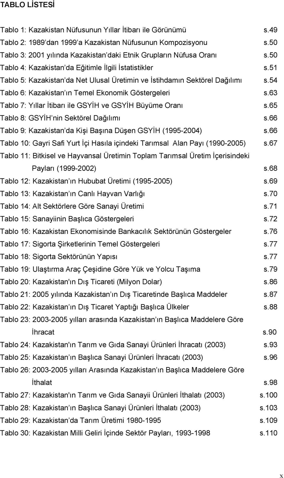 51 Tablo 5: Kazakistan da Net Ulusal Üretimin ve İstihdamın Sektörel Dağılımı s.54 Tablo 6: Kazakistan ın Temel Ekonomik Göstergeleri s.63 Tablo 7: Yıllar İtibarı ile GSYİH ve GSYİH Büyüme Oranı s.