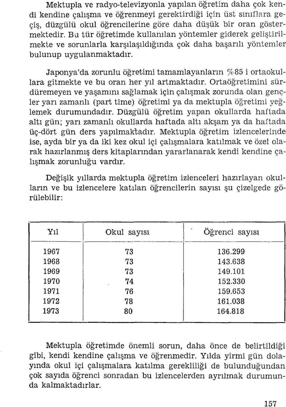 Japonya'da zorunlu öğretm tamamlayanların%85 ortaokullara gtmekte ve bu oran her yıl artmaktadır.