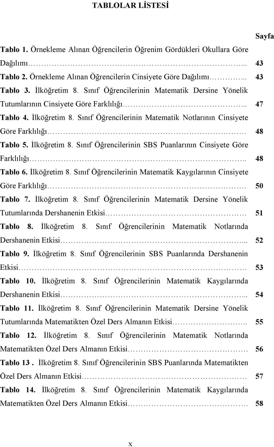 48 Tablo 5. İlköğretim 8. Sınıf Öğrencilerinin SBS Puanlarının Cinsiyete Göre Farklılığı.. 48 Tablo 6. İlköğretim 8. Sınıf Öğrencilerinin Matematik Kaygılarının Cinsiyete Göre Farklılığı. 50 Tablo 7.