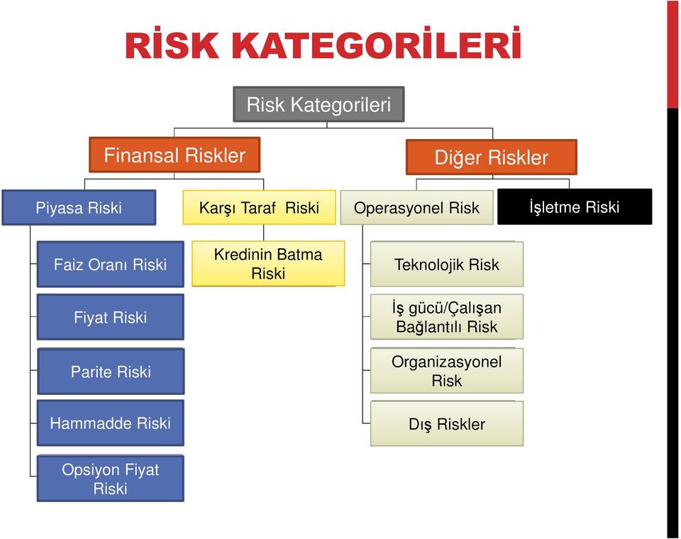 Kredinin Batma Riski Teknolojik Risk Fiyat Riski İş gücü/çalışan Bağlantılı