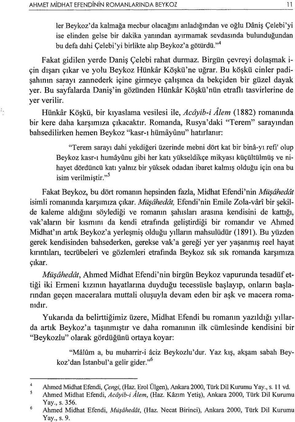 Bu köşkü cinler padişahının sarayı zannederk içine girmeye çalışınca da bekçiden bir güzel dayak yer. Bu sayfalarda Daniş'in gözünden Hünkar Köşkü'nün etraflı tasvirlerine de yer verilir.