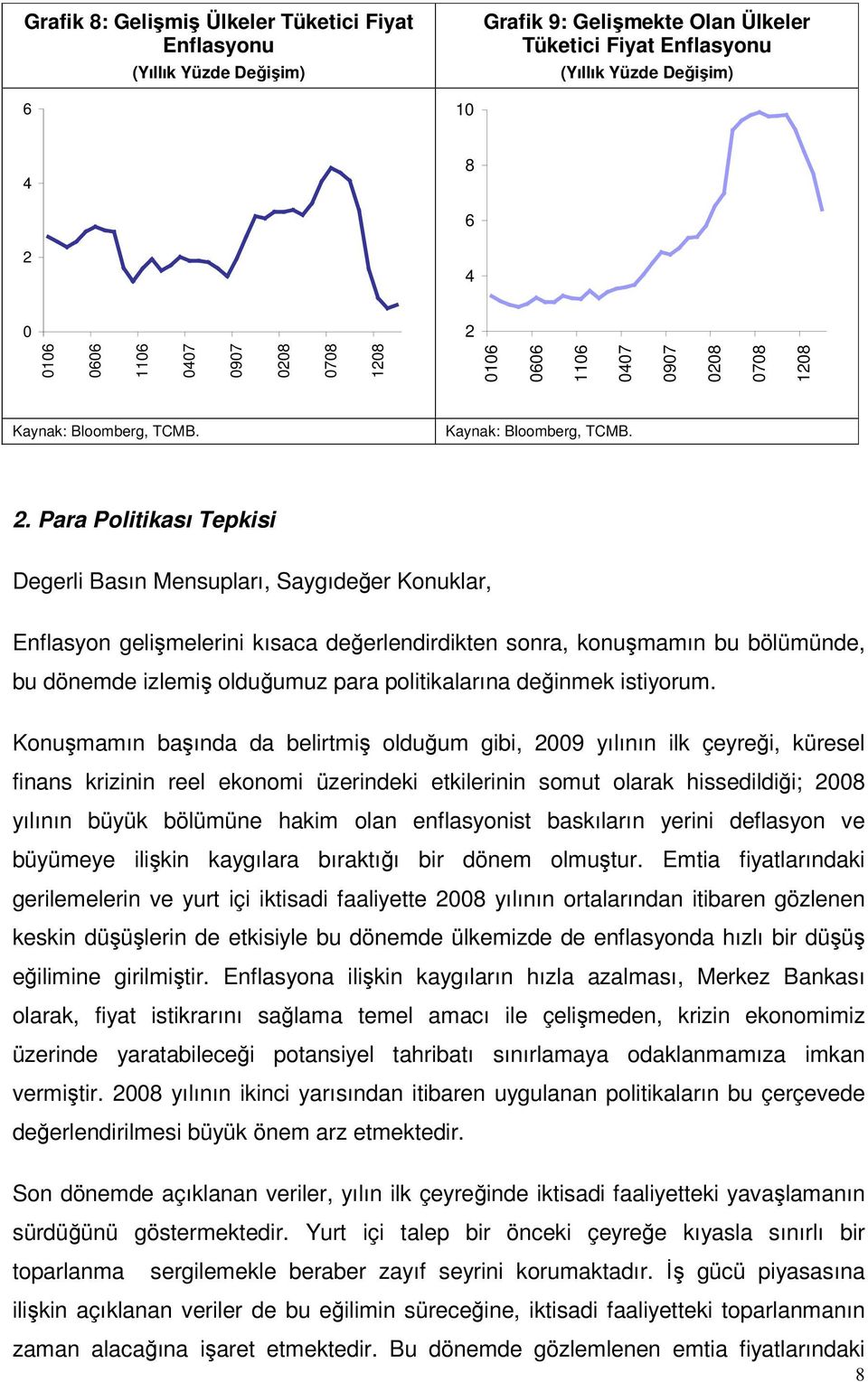 . Para Politikası Tepkisi Degerli Basın Mensupları, Saygıdeğer Konuklar, Enflasyon gelişmelerini kısaca değerlendirdikten sonra, konuşmamın bu bölümünde, bu dönemde izlemiş olduğumuz para