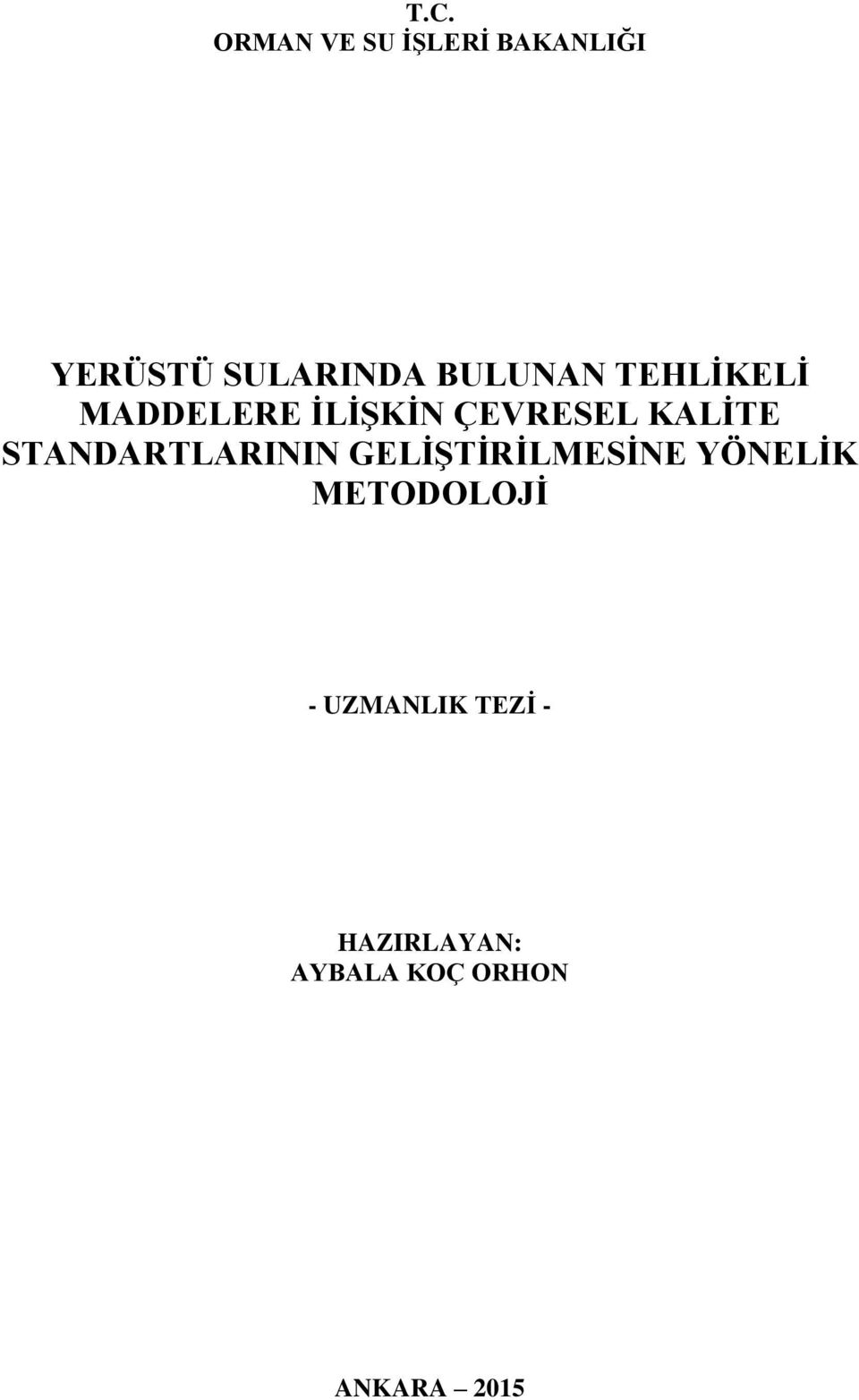 STANDARTLARININ GELİŞTİRİLMESİNE YÖNELİK METODOLOJİ -