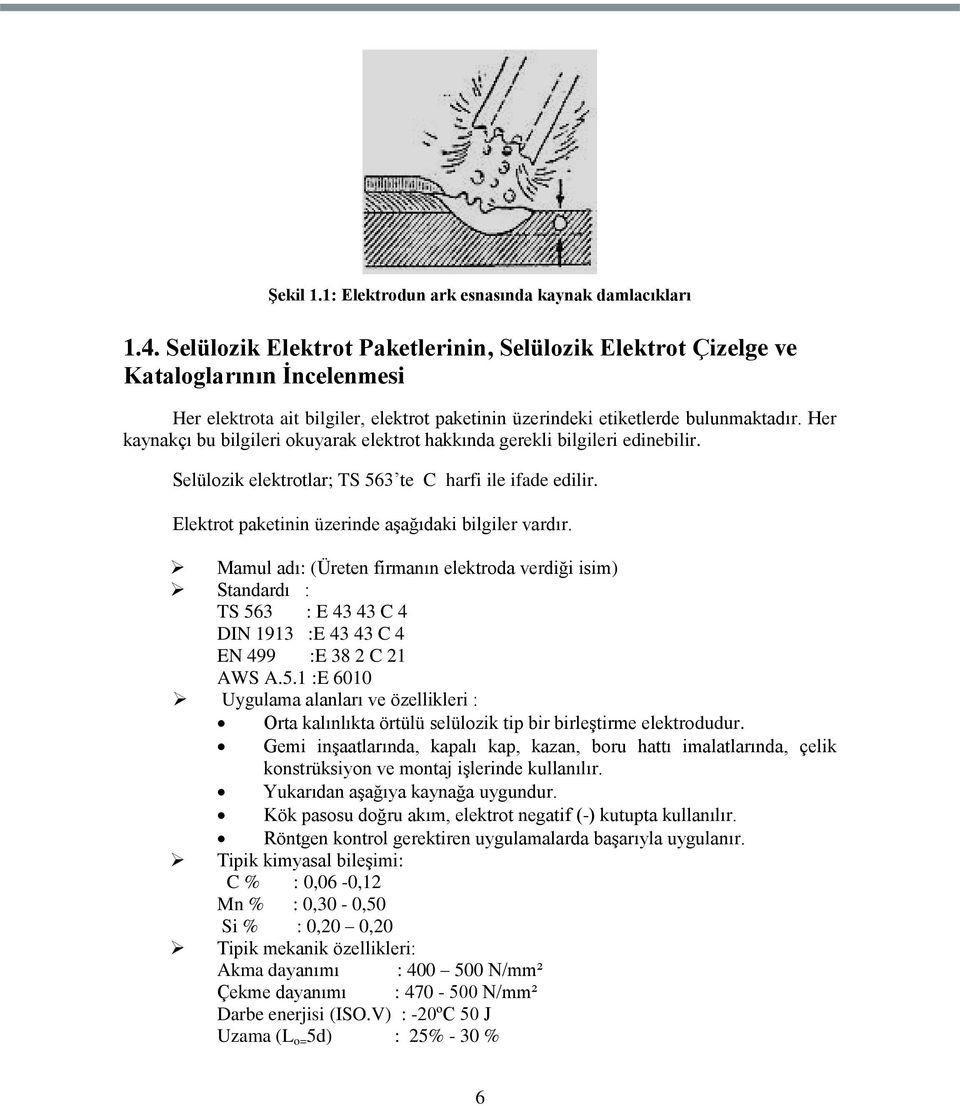 Her kaynakçı bu bilgileri okuyarak elektrot hakkında gerekli bilgileri edinebilir. Selülozik elektrotlar; TS 563 te C harfi ile ifade edilir. Elektrot paketinin üzerinde aģağıdaki bilgiler vardır.