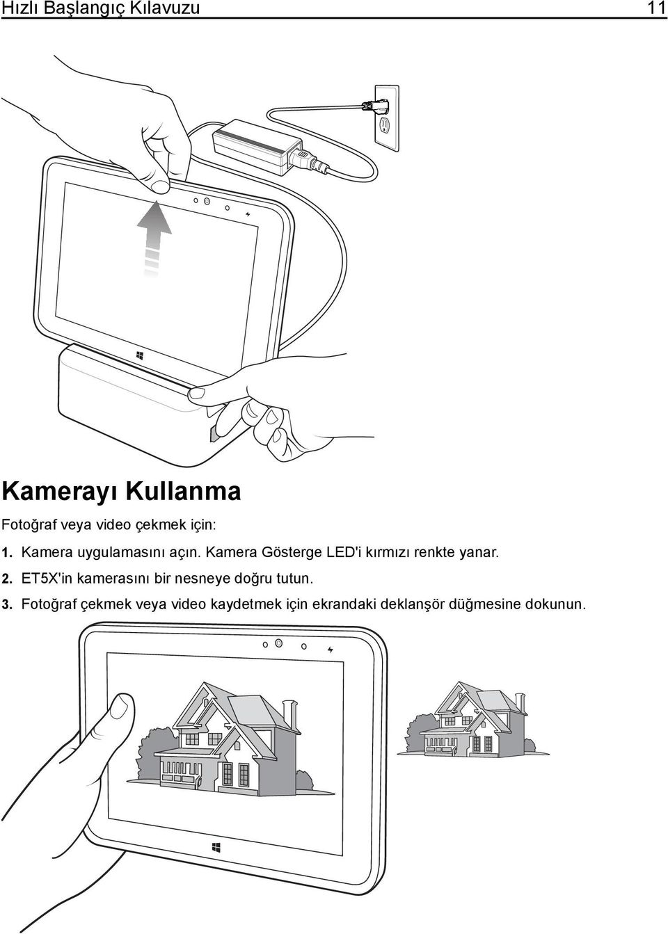 Kamera Gösterge LED'i kırmızı renkte yanar. 2.