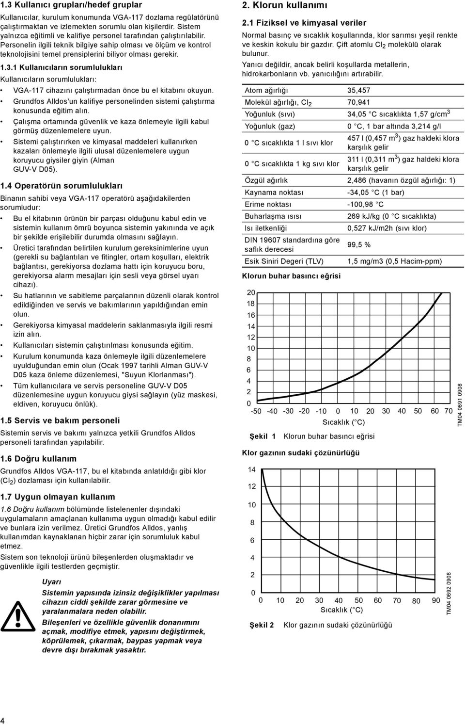 1.3.1 Kullanıcıların sorumlulukları Kullanıcıların sorumlulukları: VGA-117 cihazını çalıştırmadan önce bu el kitabını okuyun.