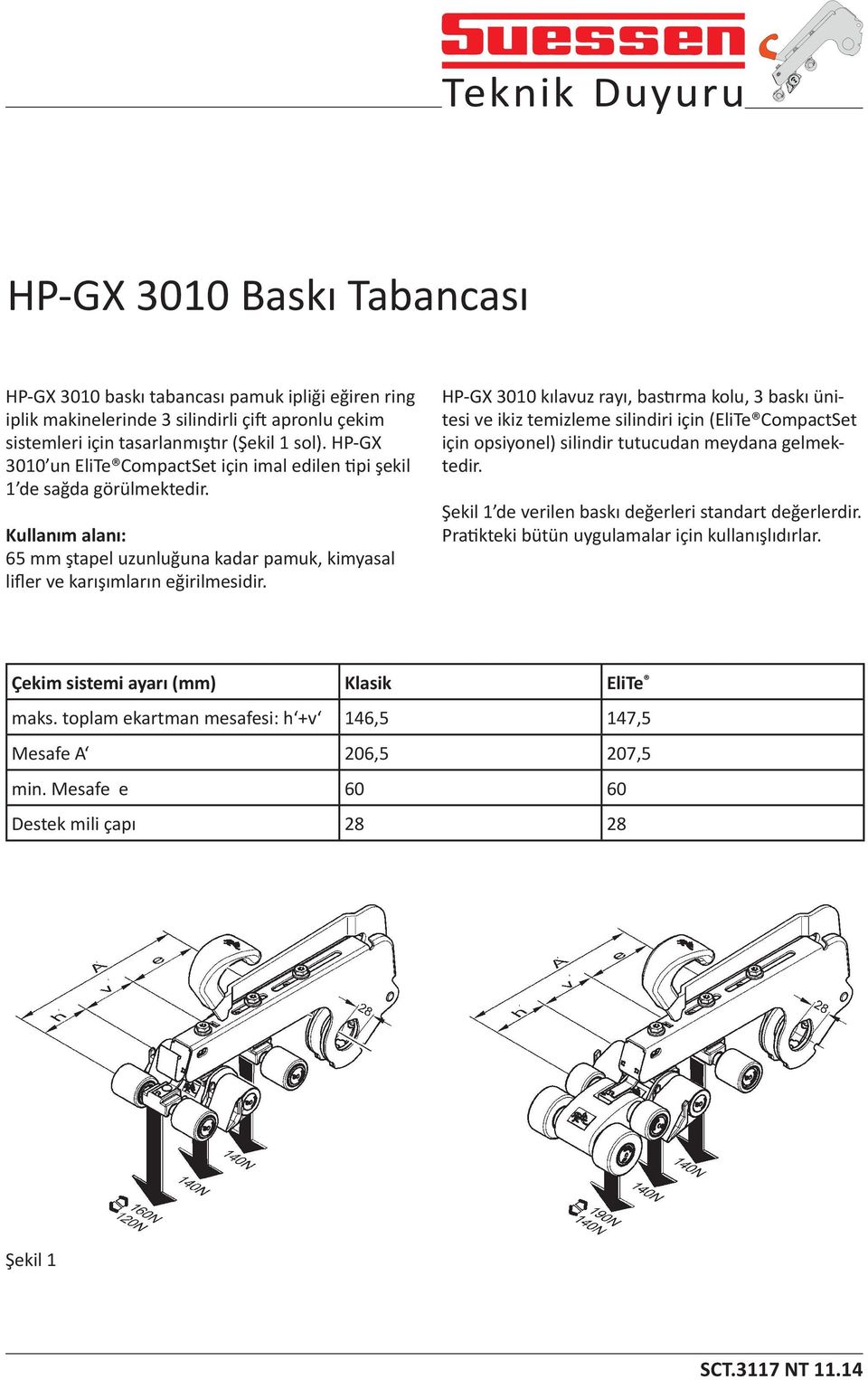 HP-GX 3010 kılavuz rayı, bas rma kolu, 3 baskı ünitesi ve ikiz temizleme silindiri için (EliTe CompactSet için opsiyonel) silindir tutucudan meydana gelmektedir.