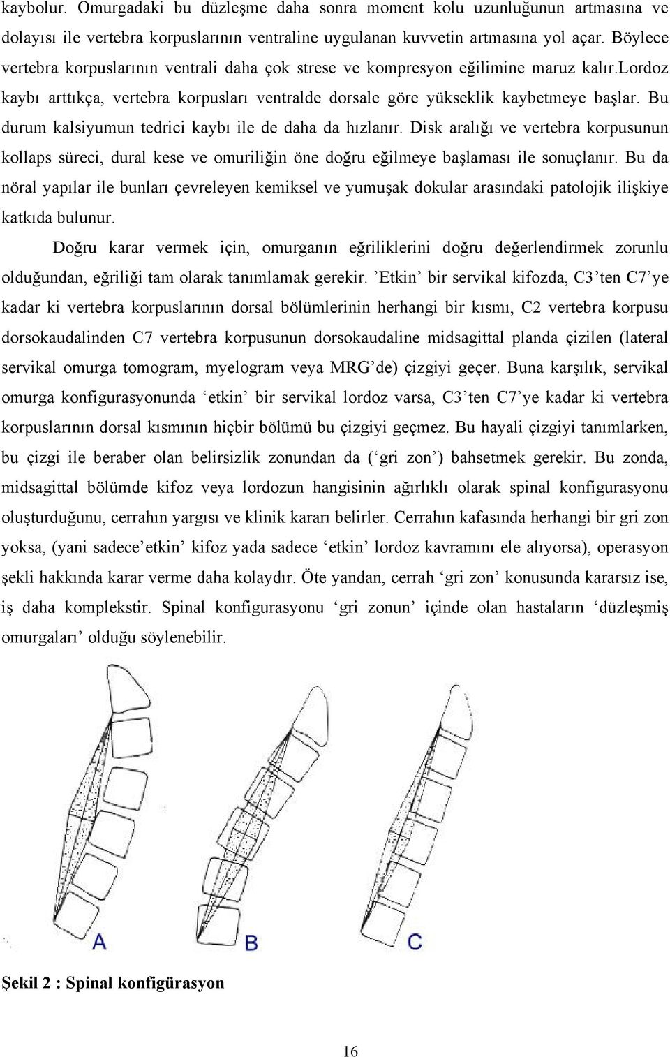 Bu durum kalsiyumun tedrici kaybı ile de daha da hızlanır. Disk aralığı ve vertebra korpusunun kollaps süreci, dural kese ve omuriliğin öne doğru eğilmeye başlaması ile sonuçlanır.