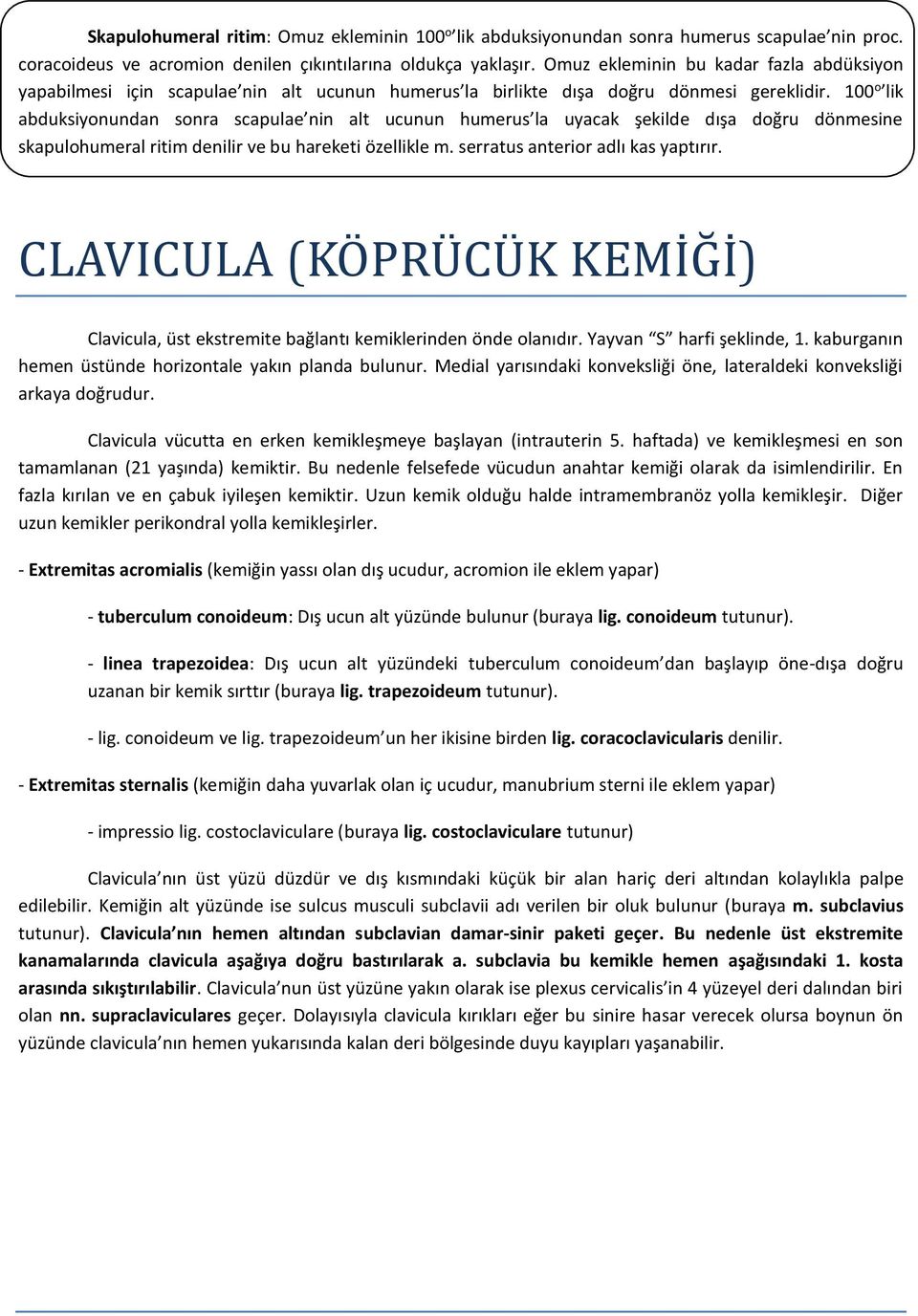 100 o lik abduksiyonundan sonra scapulae nin alt ucunun humerus la uyacak şekilde dışa doğru dönmesine skapulohumeral ritim denilir ve bu hareketi özellikle m. serratus anterior adlı kas yaptırır.