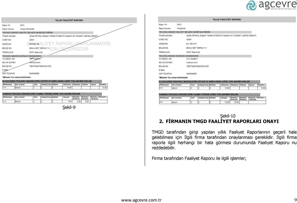 Raporlarının geçerli hale gelebilmesi için İlgili firma tarafından onaylanması gereklidir.