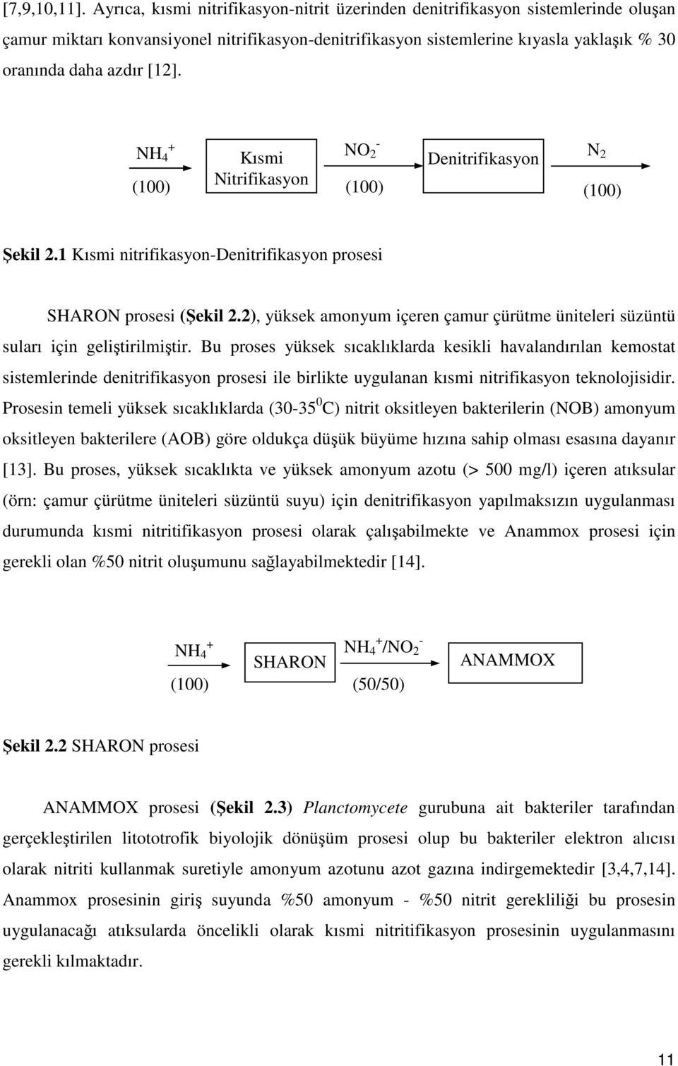 NH 4 + (100) Kısmi Nitrifikasyon NO 2 - (100) Denitrifikasyon N 2 (100) Şekil 2.1 Kısmi nitrifikasyon-denitrifikasyon prosesi SHARON prosesi (Şekil 2.