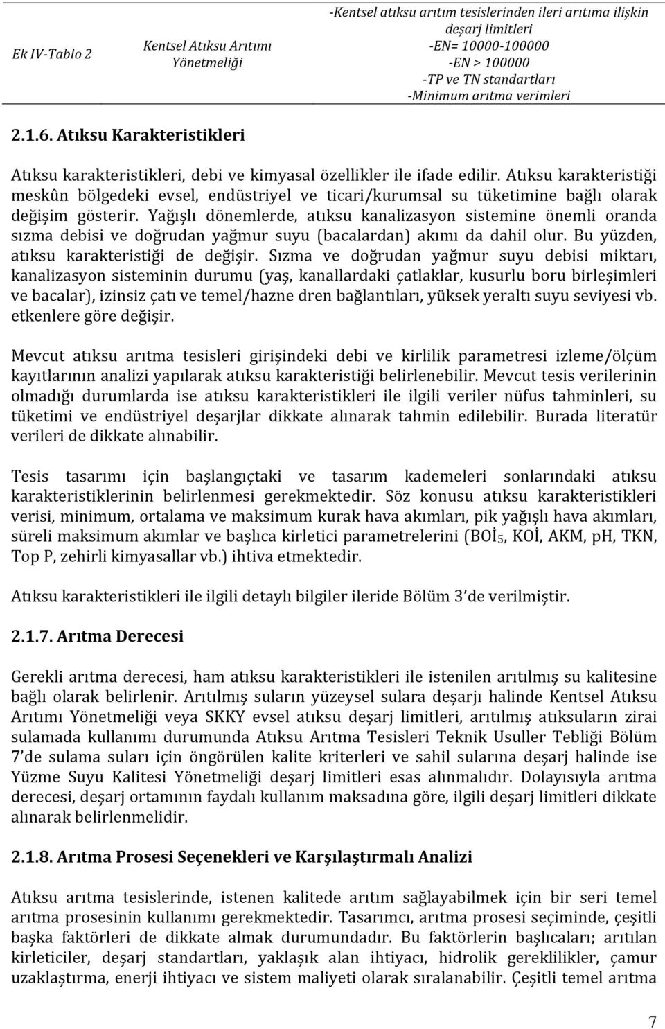 Atıksu karakteristiği meskûn bölgedeki evsel, endüstriyel ve ticari/kurumsal su tüketimine bağlı olarak değişim gösterir.