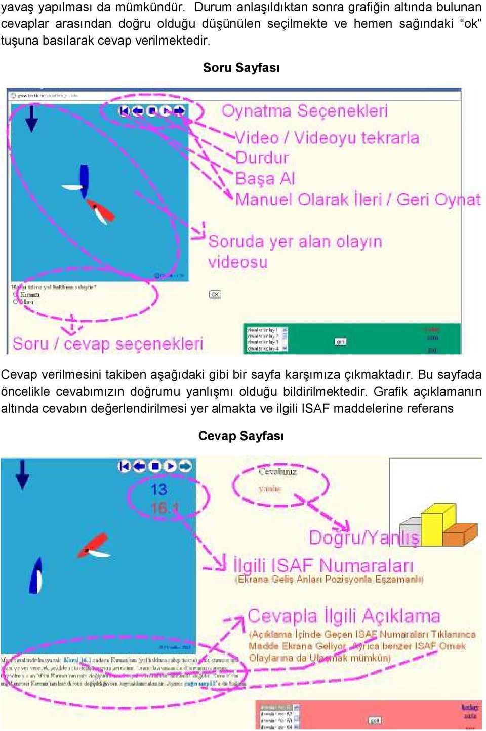 sağındaki ok tuşuna basılarak cevap verilmektedir.