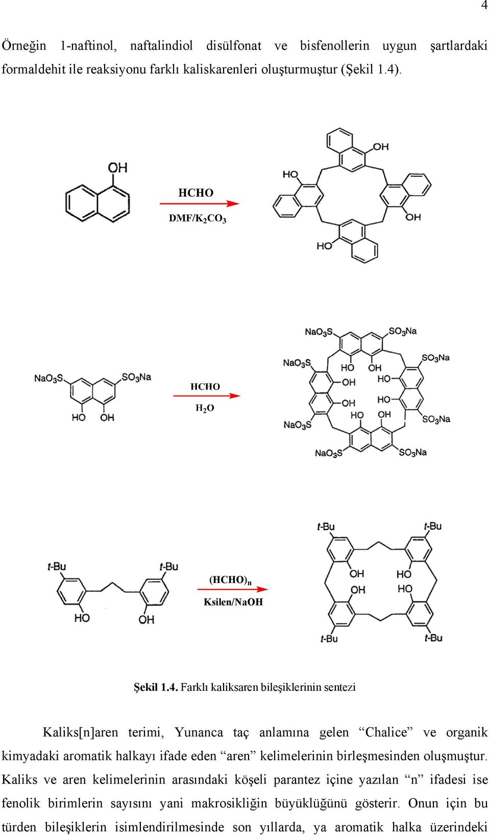 Farklı kaliksaren bileşiklerinin sentezi Kaliks[n]aren terimi, Yunanca taç anlamına gelen Chalice ve organik kimyadaki aromatik halkayı ifade eden aren