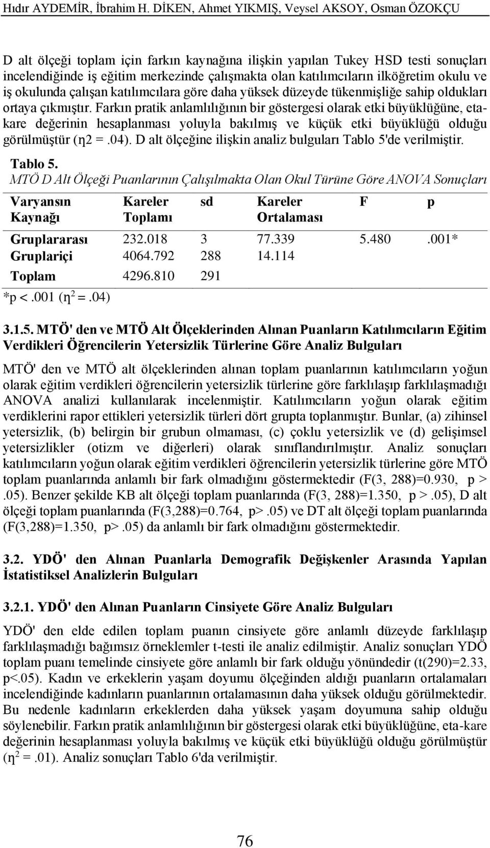 ilköğretim okulu ve iş okulunda çalışan katılımcılara göre daha yüksek düzeyde tükenmişliğe sahip oldukları ortaya çıkmıştır.