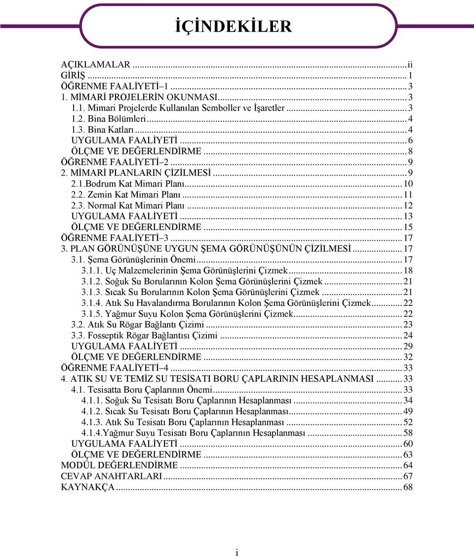 Normal Kat Mimari Planı... 12 UYGULAMA FAALİYETİ... 13 ÖLÇME VE DEĞERLENDİRME... 15 ÖĞRENME FAALİYETİ 3... 17 3. PLAN GÖRÜNÜŞÜNE UYGUN ŞEMA GÖRÜNÜŞÜNÜN ÇİZİLMESİ... 17 3.1. Şema Görünüşlerinin Önemi.