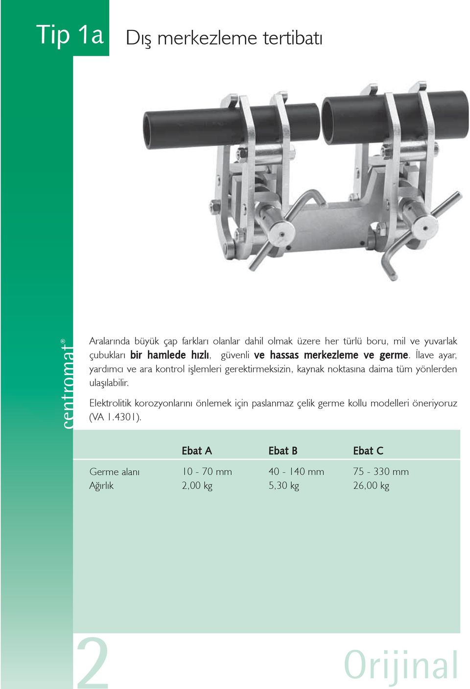 İlave ayar, yardımcı ve ara kontrol işlemleri gerektirmeksizin, kaynak noktasına daima tüm yönlerden ulaşılailir.