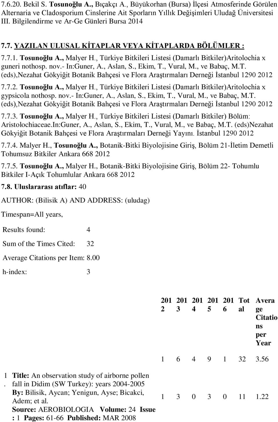 Aslan, S, Ekim, T, Vural, M, ve Babaç, MT (eds),nezahat Gökyiğit Botanik Bahçesi ve Flora Araştırmaları Derneği İstanbul 1290 2 772 Tosunoğlu A, Malyer H, Türkiye Bitkileri Listesi (Damarlı