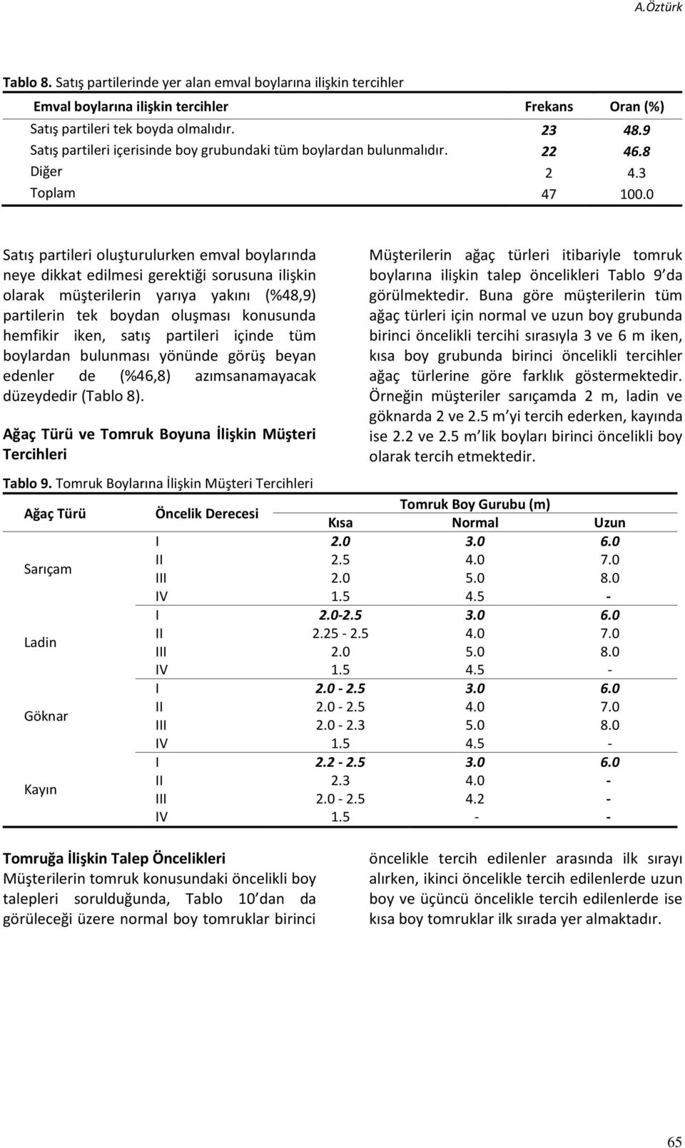 0 Satış partileri oluşturulurken emval boylarında neye dikkat edilmesi gerektiği sorusuna ilişkin olarak müşterilerin yarıya yakını (%48,9) partilerin tek boydan oluşması konusunda hemfikir iken,