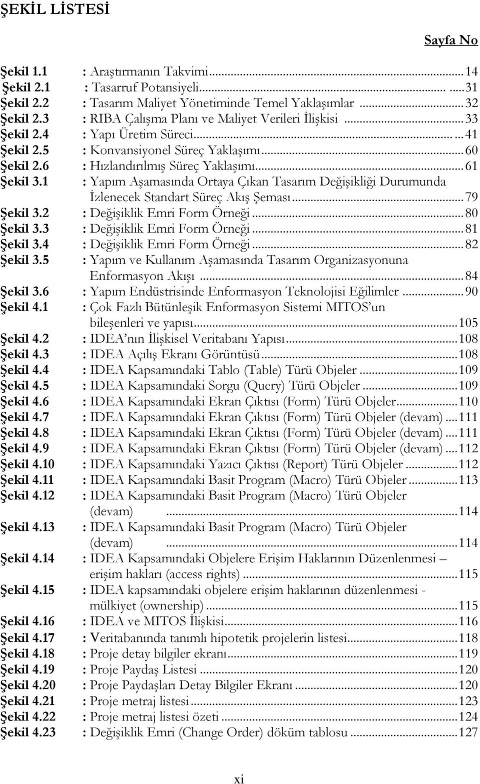 .. 61 ġekil 3.1 : Yapım Aşamasında Ortaya Çıkan Tasarım Değişikliği Durumunda İzlenecek Standart Süreç Akış Şeması... 79 ġekil 3.2 : Değişiklik Emri Form Örneği... 80 ġekil 3.