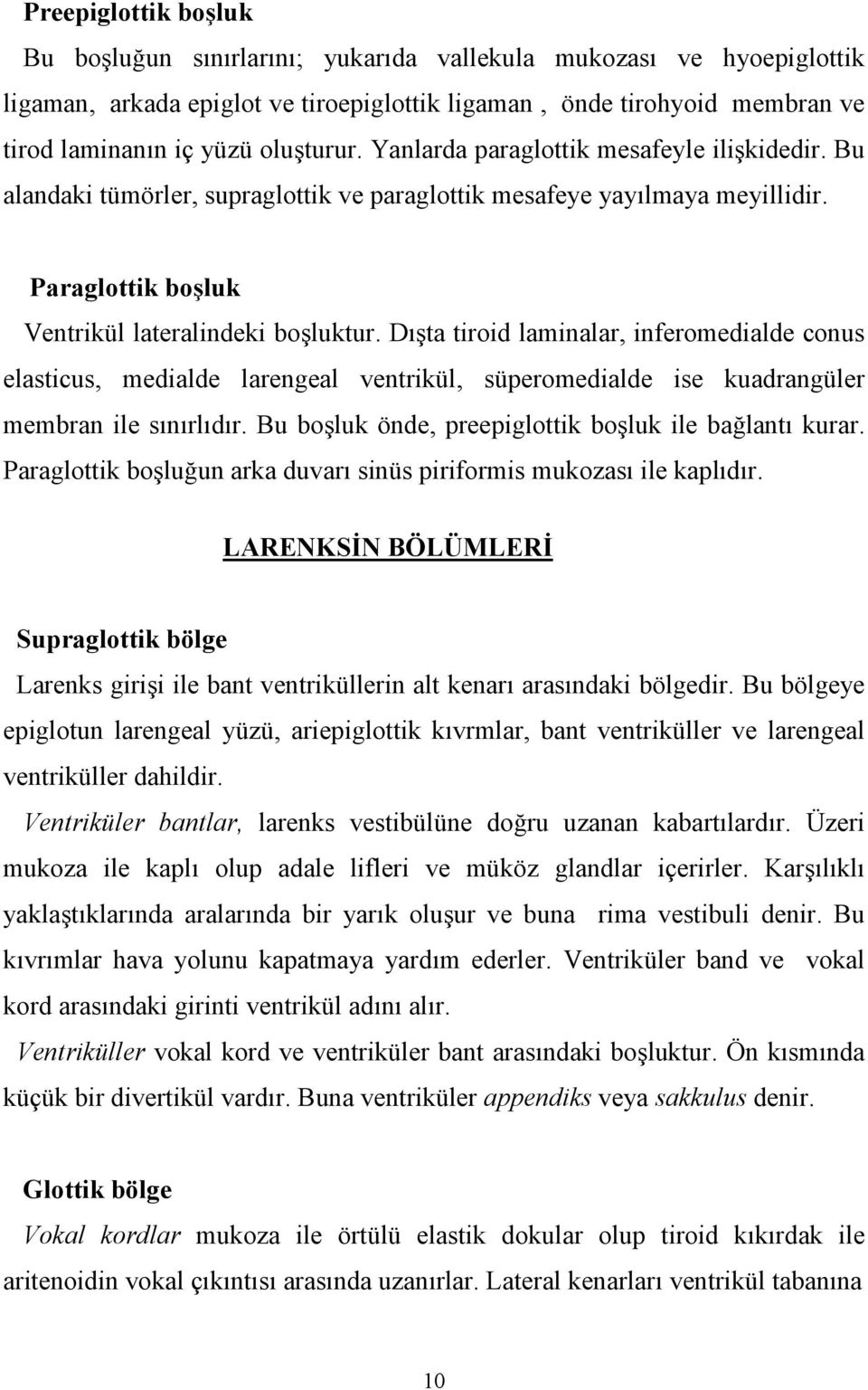 Dta tiroid laminalar, inferomedialde conus elasticus, medialde larengeal ventrikül, süperomedialde ise kuadrangüler membran ile snrldr. Bu boluk önde, preepiglottik boluk ile balant kurar.