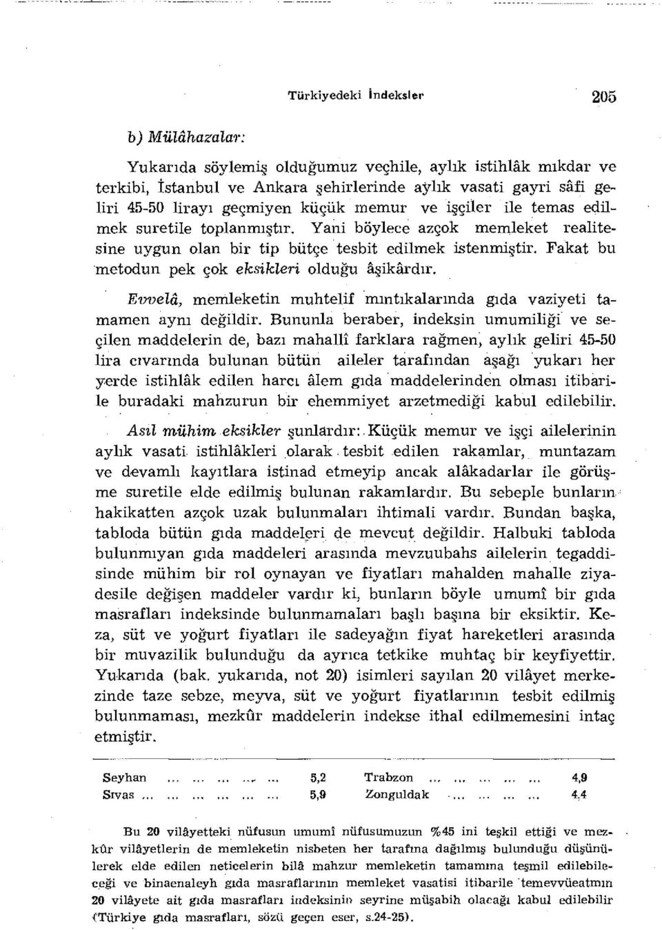 Fakat bu metodun pek çok eksikleri olduğu aşikârdır. Evvelâ, memleketin muhtelif mıntıkalarında gıda vaziyeti tamamen aynı değildir.