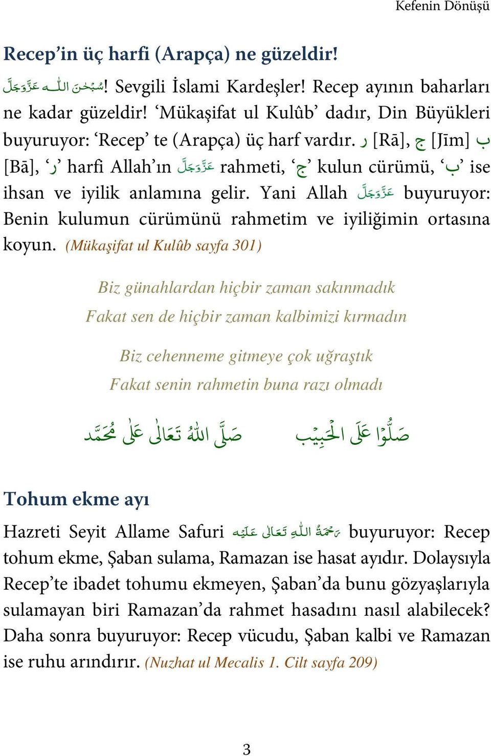 Yani Allah ع ز و ج ل buyuruyor: Benin kulumun cürümünü rahmetim ve iyiliğimin ortasına koyun.