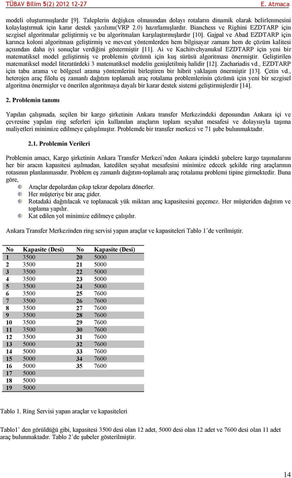 Gajpal ve Abad EZDTARP için karınca koloni algoritması geliştirmiş ve mevcut yöntemlerden hem bilgisayar zamanı hem de çözüm kalitesi açısından daha iyi sonuçlar verdiğini göstermiştir [11].