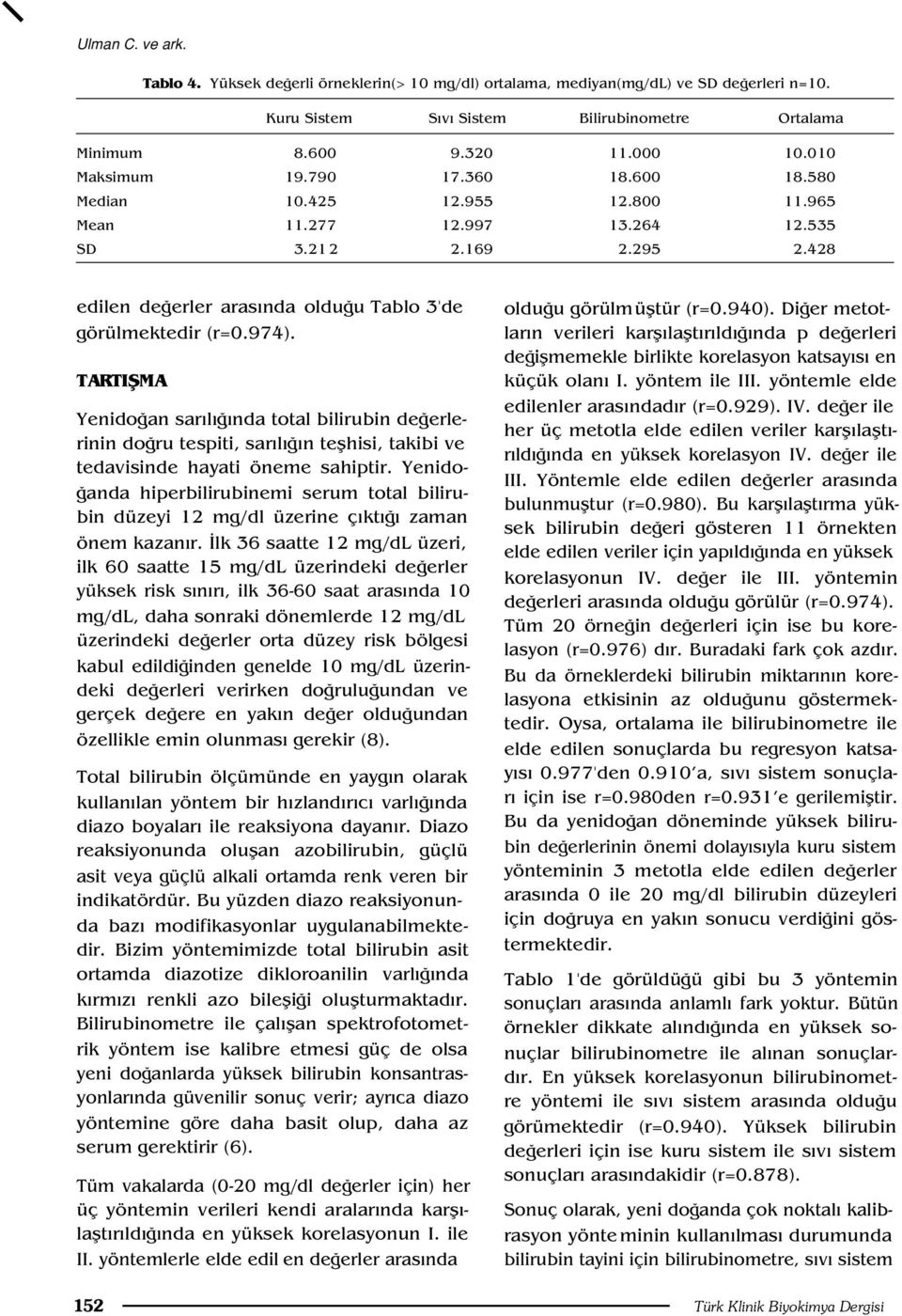 974). TARTIfiMA Yenido an sar l nda total bilirubin de erlerinin do ru tespiti, sar l n teflhisi, takibi ve tedavisinde hayati öneme sahiptir.