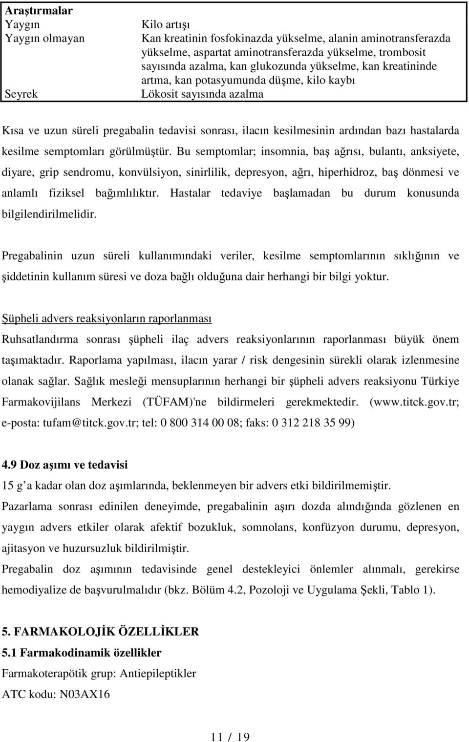 görülmüştür. Bu semptomlar; insomnia, baş ağrısı, bulantı, anksiyete, diyare, grip sendromu, konvülsiyon, sinirlilik, depresyon, ağrı, hiperhidroz, baş dönmesi ve anlamlı fiziksel bağımlılıktır.