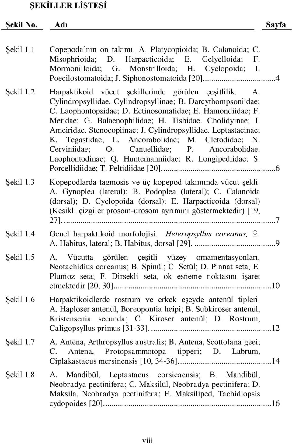 Laophontopsidae; D. Ectinosomatidae; E. Hamondiidae; F. Metidae; G. Balaenophilidae; H. Tisbidae. Cholidyinae; I. Ameiridae. Stenocopiinae; J. Cylindropsyllidae. Leptastacinae; K. Tegastidae; L.