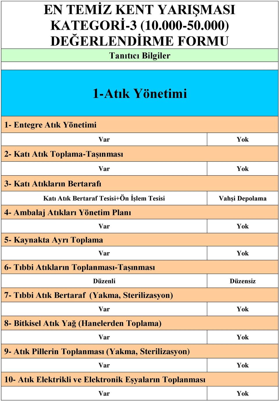 Bertarafı Katı Atık Bertaraf Tesisi+Ön ĠĢlem Tesisi 4- Ambalaj Atıkları Yönetim Planı 5- Kaynakta Ayrı Toplama 6- Tıbbi Atıkların