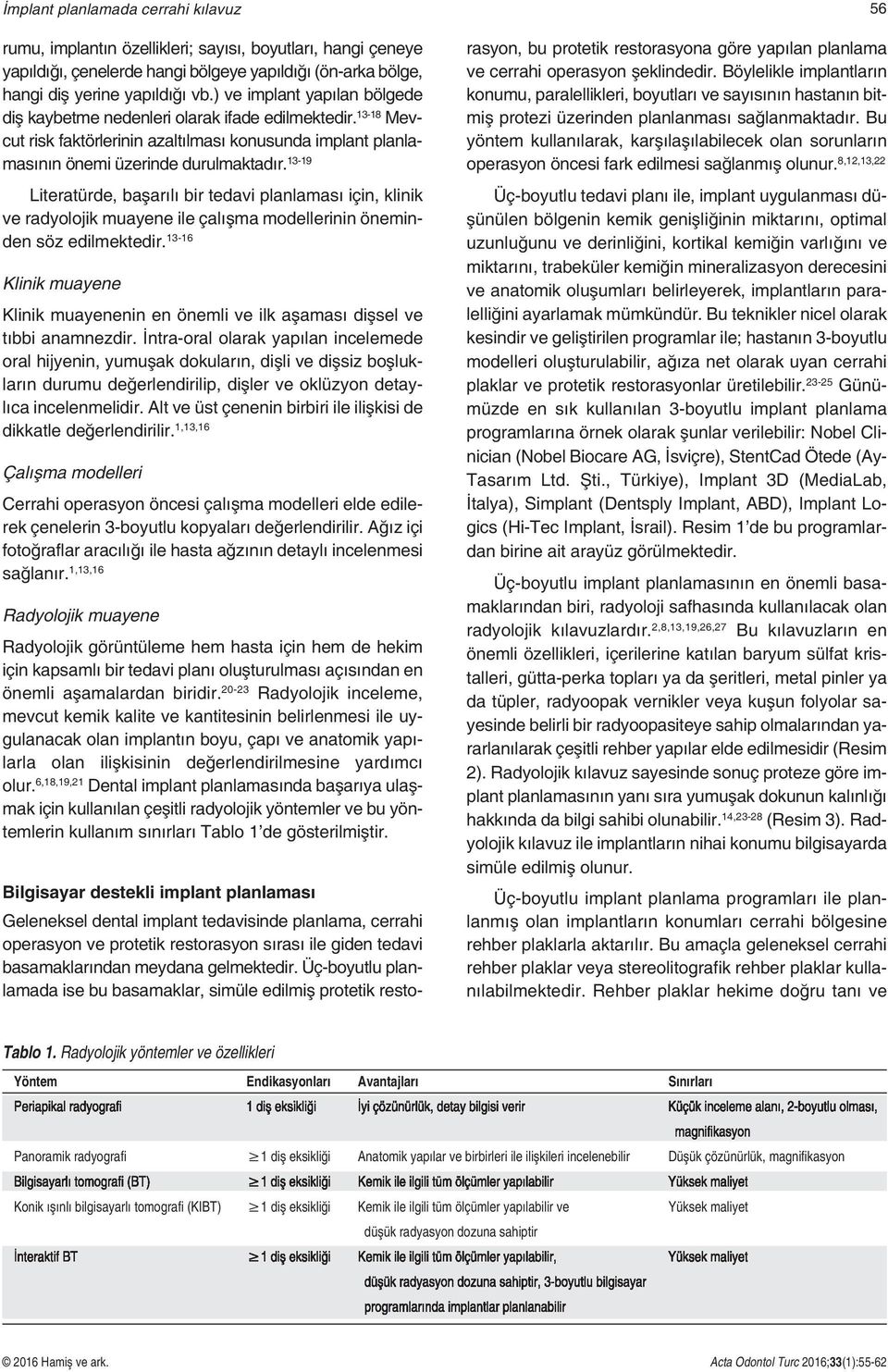 13-19 Literatürde, başarılı bir tedavi planlaması için, klinik ve radyolojik muayene ile çalışma modellerinin öneminden söz edilmektedir.