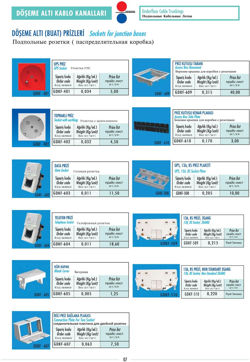 GDKF-508 0,205 10,00 GDKF - 604 GDKF-604 0,011 18,60 GDKF-509 0,215 Fiyat Sorunuz GDKF - 605 GDKF-605 0,005