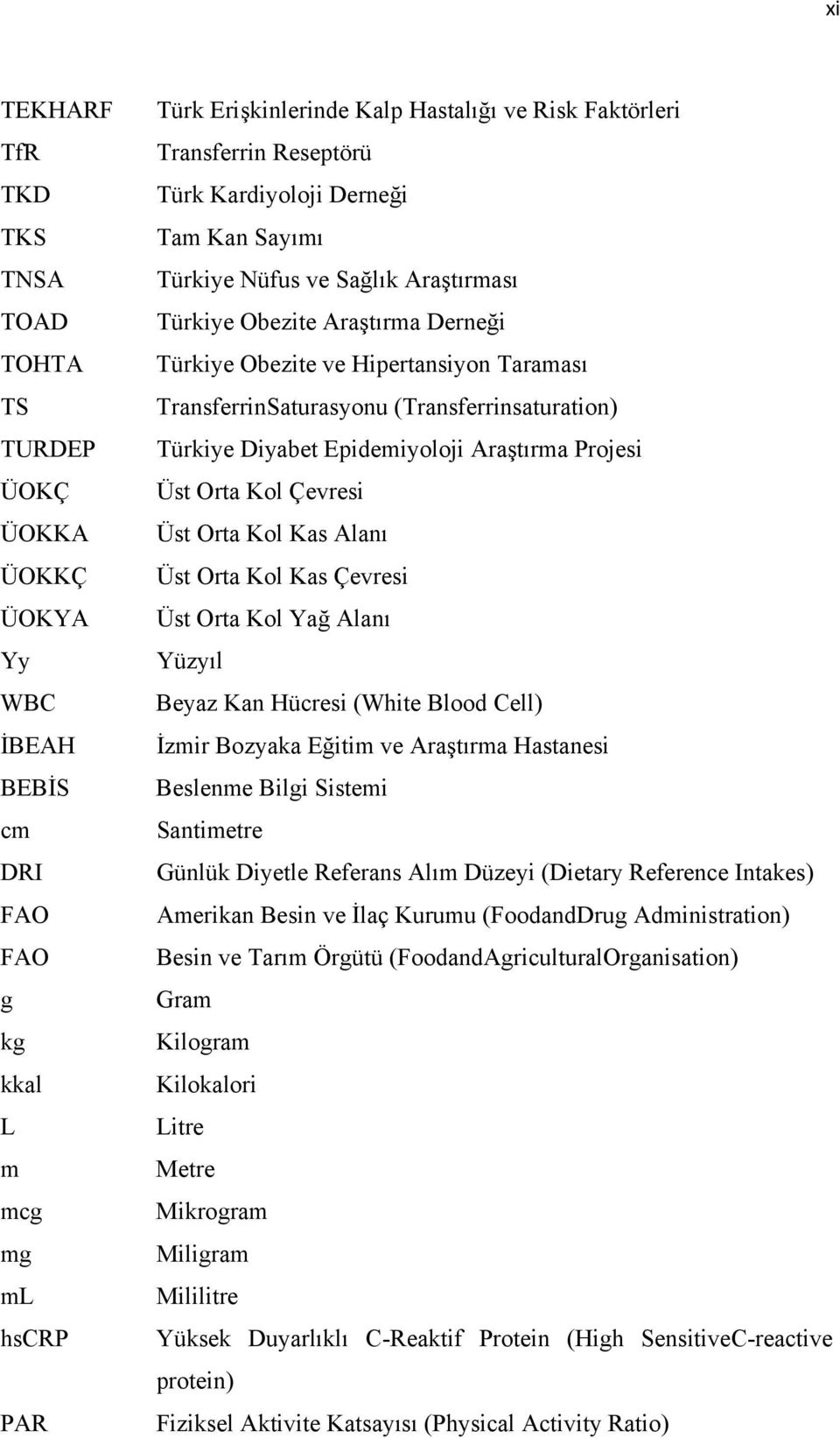 (Transferrinsaturation) Türkiye Diyabet Epidemiyoloji Araştırma Projesi Üst Orta Kol Çevresi Üst Orta Kol Kas Alanı Üst Orta Kol Kas Çevresi Üst Orta Kol Yağ Alanı Yüzyıl Beyaz Kan Hücresi (White