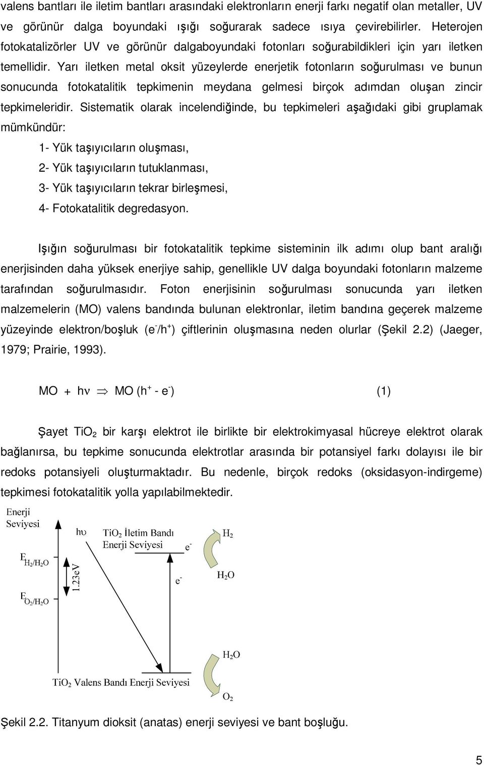 Yarı iletken metal oksit yüzeylerde enerjetik fotonların soğurulması ve bunun sonucunda fotokatalitik tepkimenin meydana gelmesi birçok adımdan oluşan zincir tepkimeleridir.