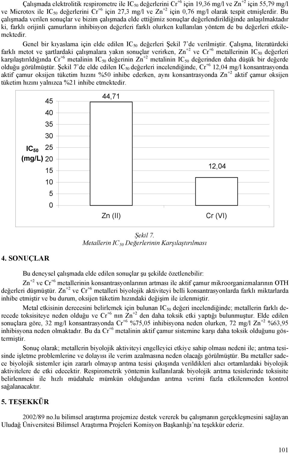 Bu çalışmada verilen sonuçlar ve bizim çalışmada elde ettiğimiz sonuçlar değerlendirildiğinde anlaşılmaktadır ki, farklı orijinli çamurların inhibisyon değerleri farklı olurken kullanılan yöntem de