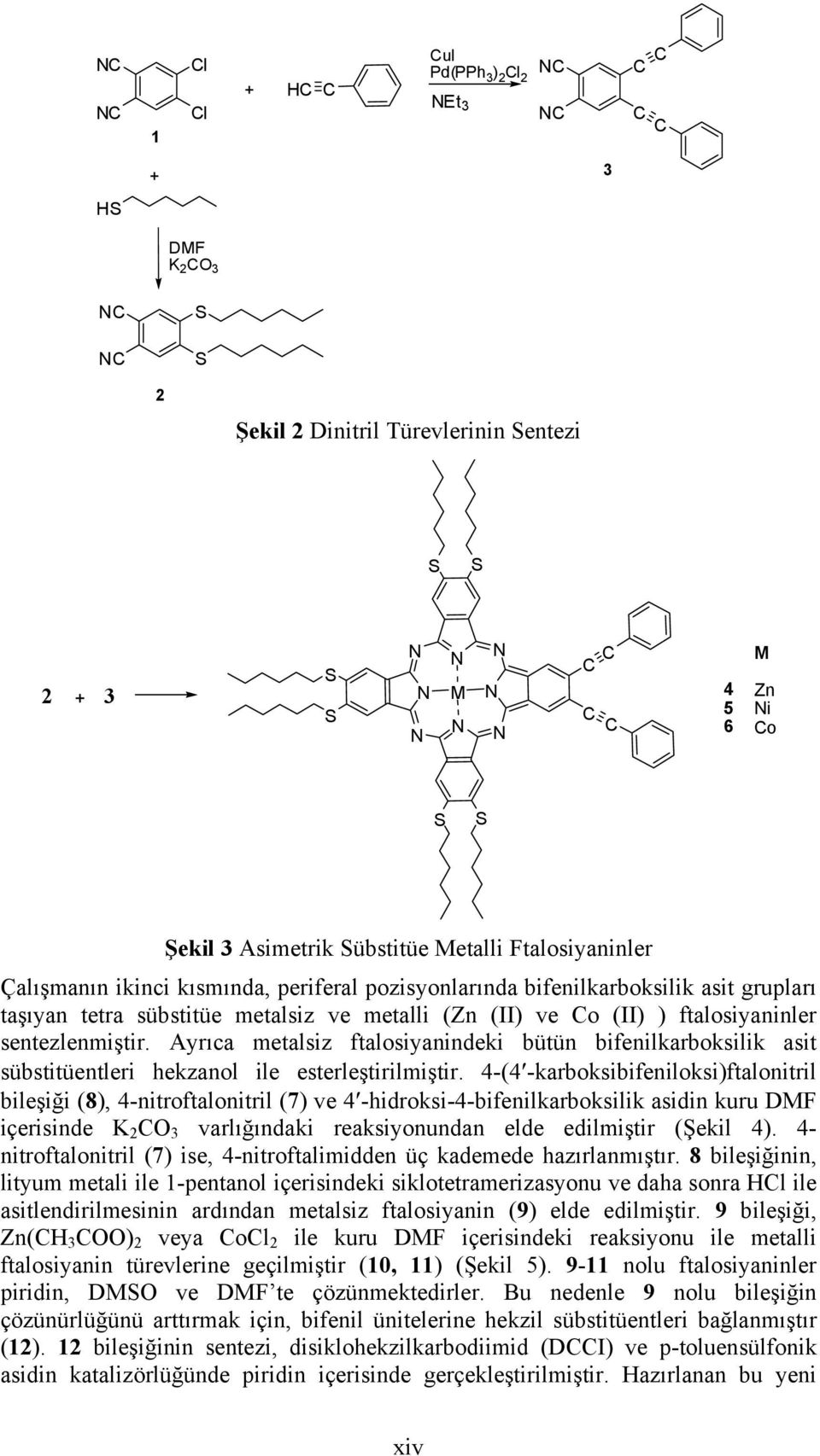 Ayrıca metalsiz ftalosiyanindeki bütün bifenilkarboksilik asit sübstitüentleri hekzanol ile esterleştirilmiştir.