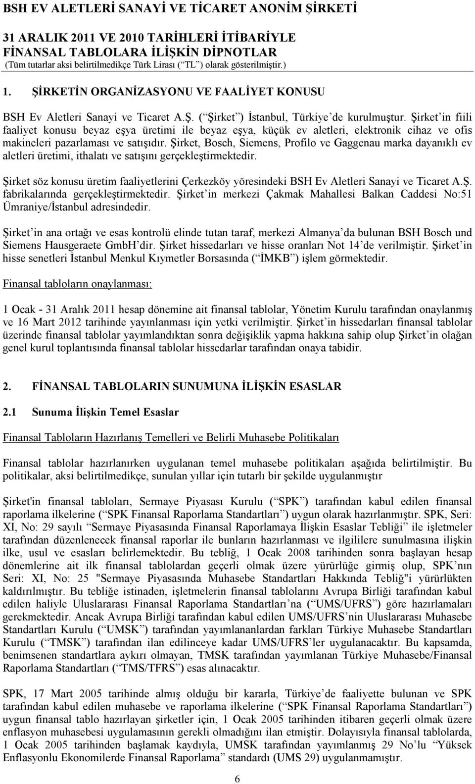 Şirket, Bosch, Siemens, Profilo ve Gaggenau marka dayanıklı ev aletleri üretimi, ithalatı ve satışını gerçekleştirmektedir.