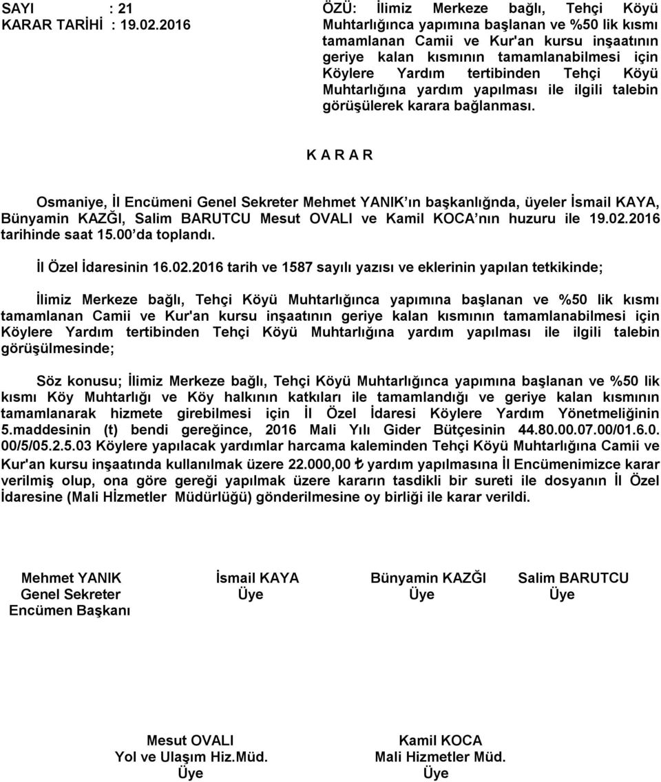 2016 İl Özel İdaresinin 16.02.