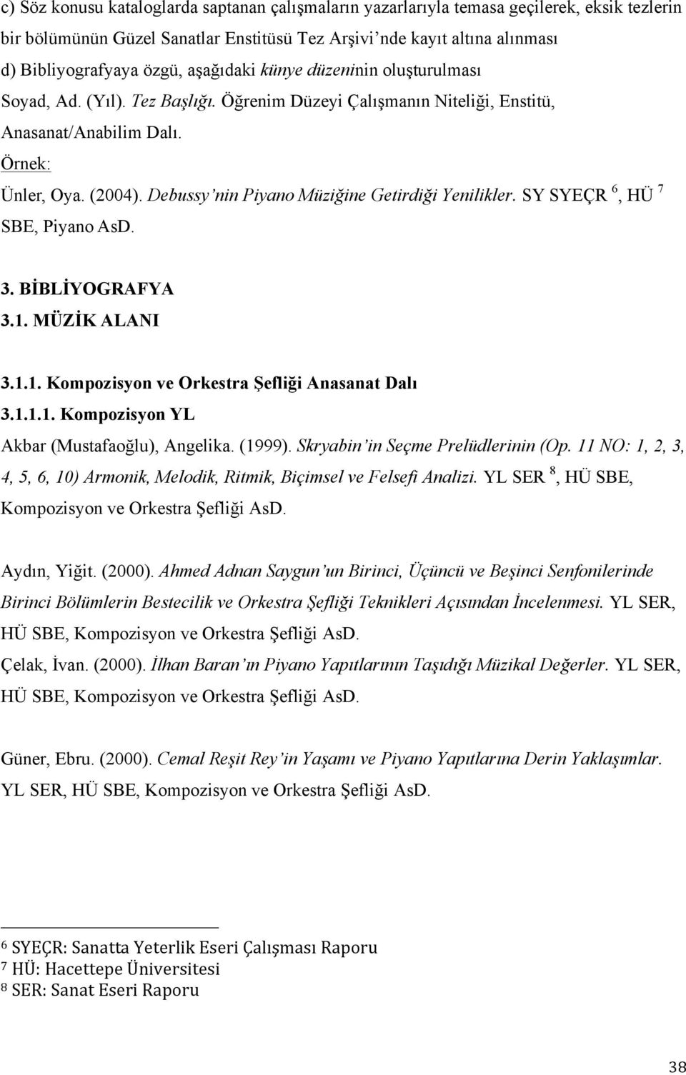 Debussy nin Piyano Müziğine Getirdiği Yenilikler. SY SYEÇR 6, HÜ 7 SBE, Piyano AsD. 3. BİBLİYOGRAFYA 3.1. MÜZİK ALANI 3.1.1. Kompozisyon ve Orkestra Şefliği Anasanat Dalı 3.1.1.1. Kompozisyon YL Akbar (Mustafaoğlu), Angelika.